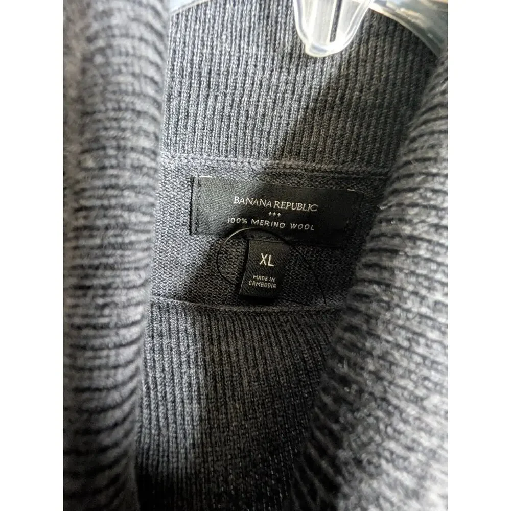 Banana Republic Sweater Mens XL Dark Gray Merino Wool Long Sleeve Turtleneck NWT